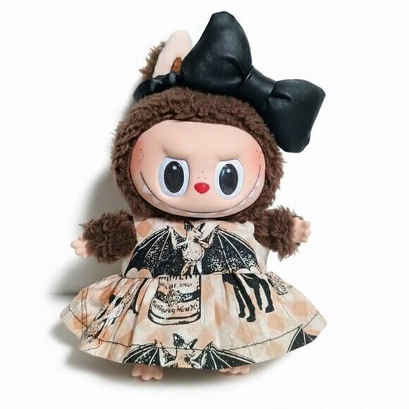 Handmade Other - Halloween Bat Print Dress with Faux Leather Bow Labubu Outfit